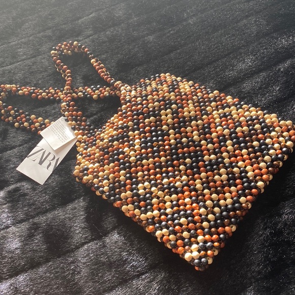 Zara Wood Beaded Bag - Picture 1 of 8